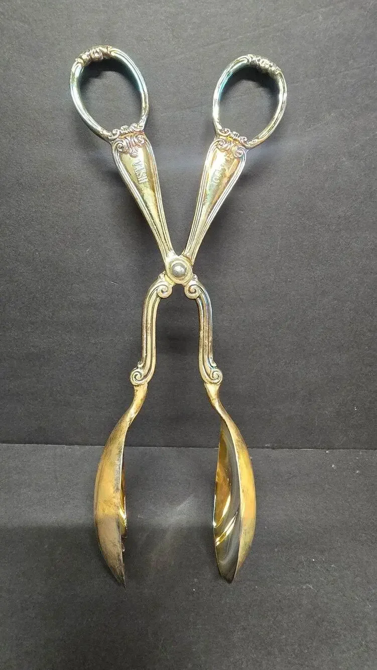 Gorham Heritage Silver Plated Serving & Salad Tongs Engraved LISA 1995 Vintage